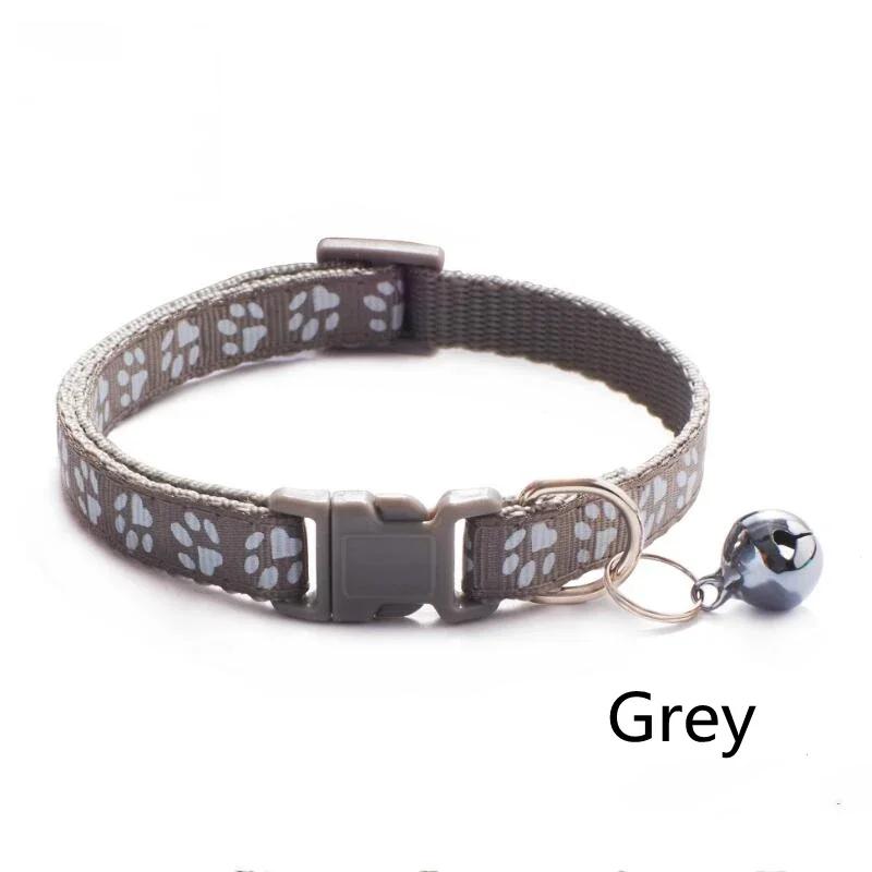 5pcs Adjustable Pet Collar With Bell Cartoon Footprint Colorful Puppy Cat Accessories Kitten Collar Safety Bell Ring Necklace
