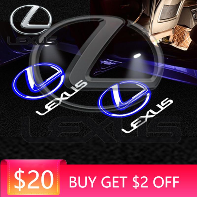 Emblems 2pcs LED Car Logo Light Door Projector Lamp For LEXUS ES RX GX LS LX IS GS RC UX Series IS F IS250 IS300 IS350