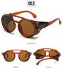 Vintage Sunglasses Male Female Leather Round Glasses Retro Goggles Anti- Wind Outdoors Sports Sun Eyeglasses UV400 Gafas De Sol