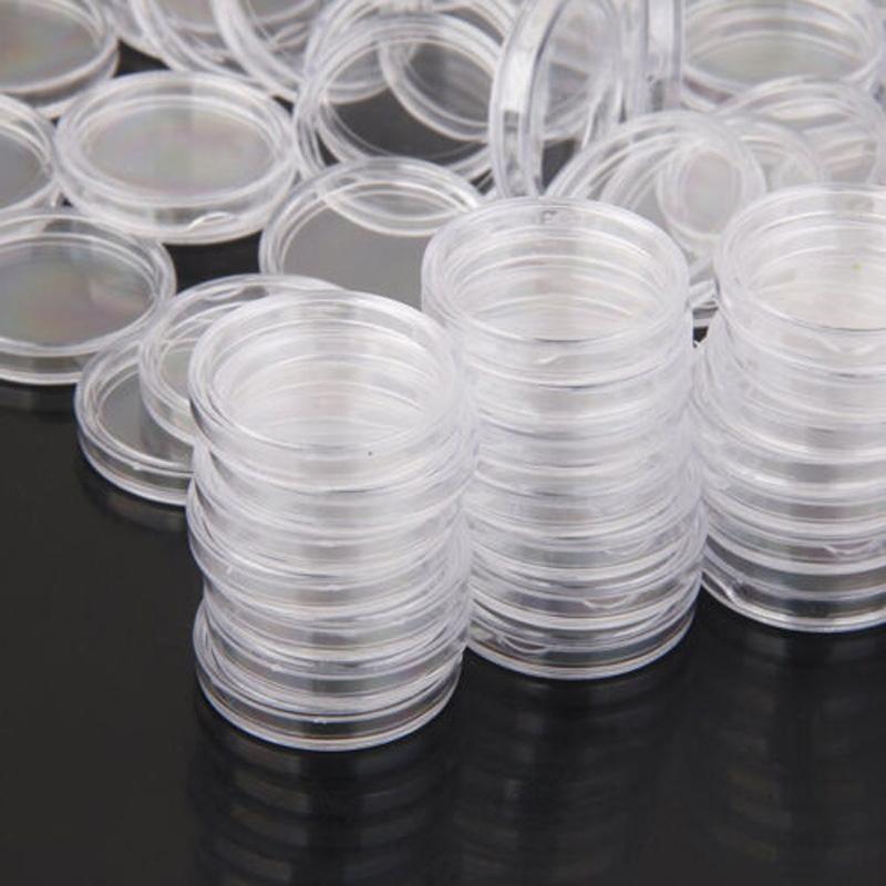 Coin Capsule Supplies Transparent 100pcs Containers 33mm Plastic Holders