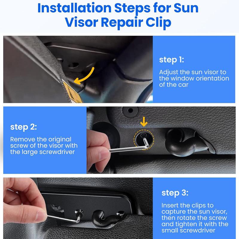 1 sett aluminiumslegering solskjermklemmer erstatning for Jeep Wrangler JK JL 2018-2023 solskjermreparasjonssett