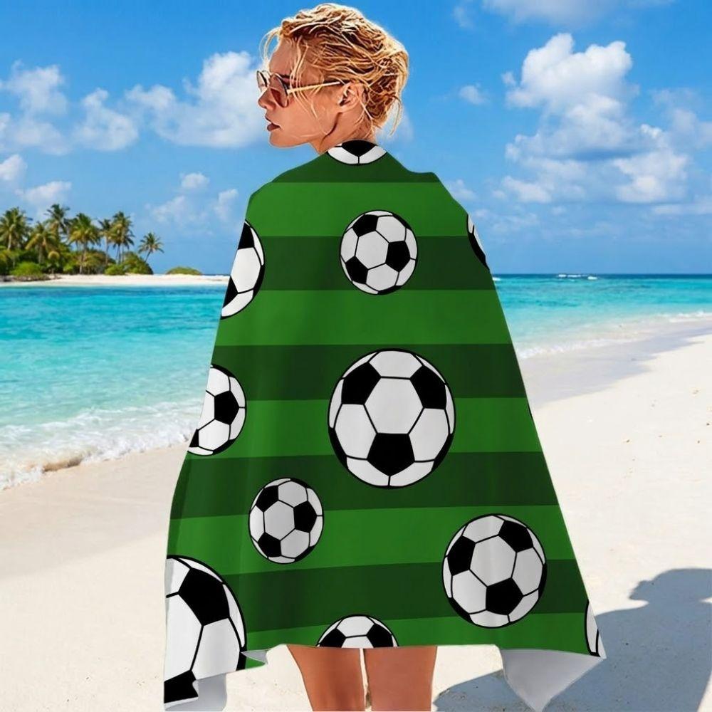 Soft Football Print Beach Towel Portable Sports Towel Comfortable Shower Towel Bathroom