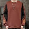 Men's Color Block Sweatshirt Contrast Panel Pullover Loose Fit Casual Top With Patches Streetwear