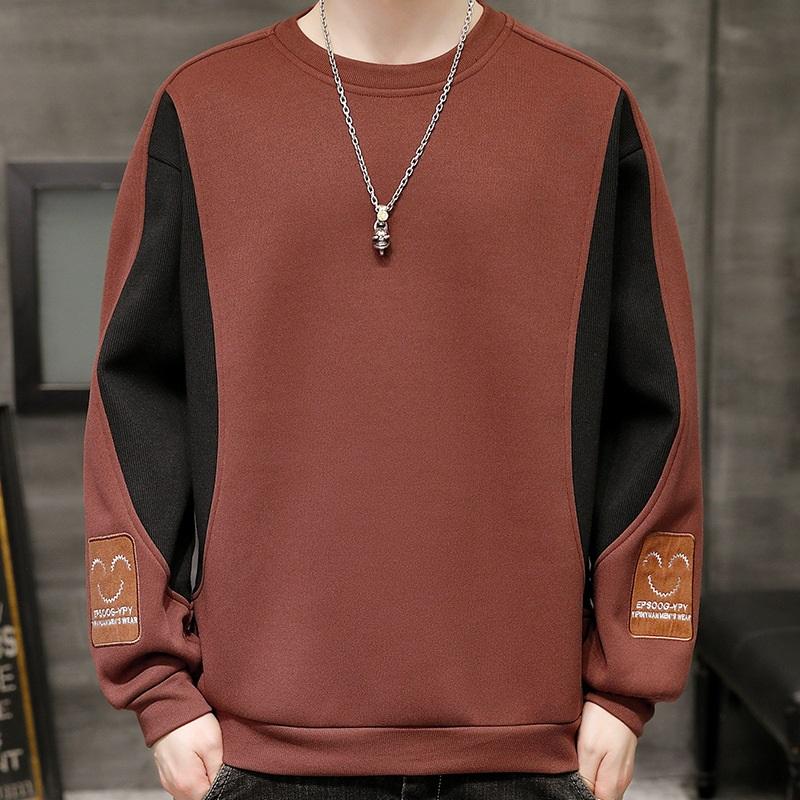 Men's Color Block Sweatshirt Contrast Panel Pullover Loose Fit Casual Top With Patches Streetwear