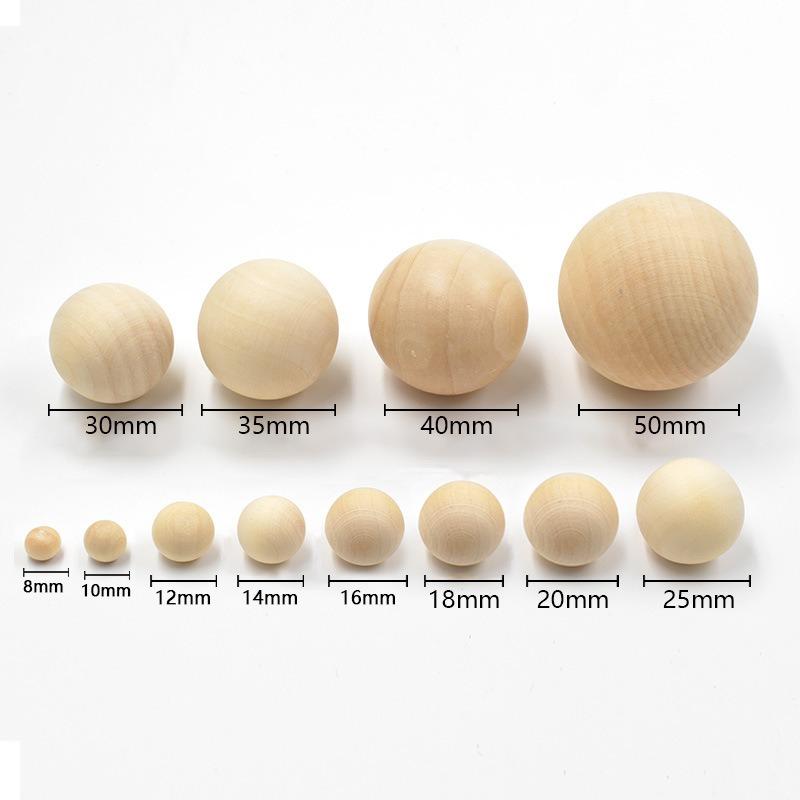 Ok 8mm-50mm Okrągłe Drewniane Kule Nieobrobione Drewniane Kule Naturalne Rzemiosło do Projektów DIY Tworzenia Biżuterii Projektów Artystycznych