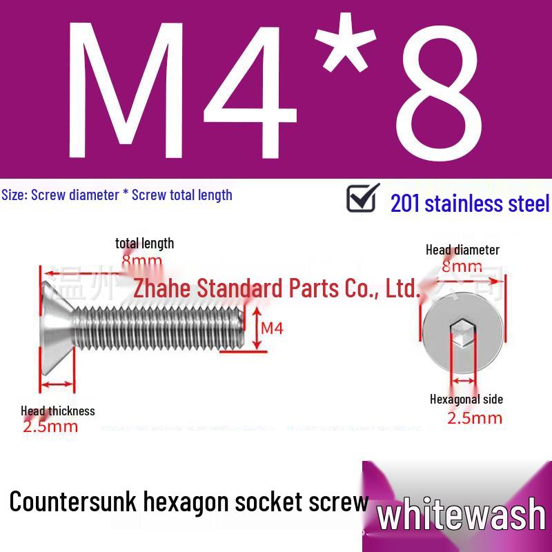 201 Stainless Steel Hex Socket Countersunk Flat Head Screws