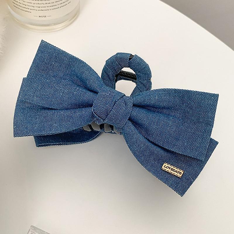 Modische Einfache Denim Schleife Haarspange Große Haarklammer Kopfschmuck Für Frauen Mädchen Süße Vielseitige Haaraccessoires Geschenke
