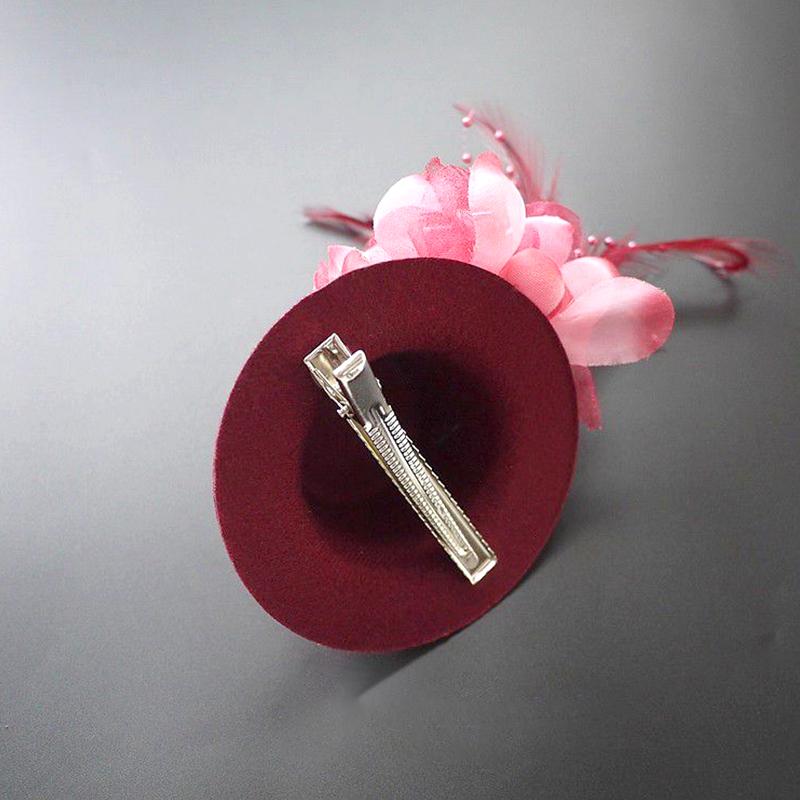 1Pc Hair Clips Hair Accessories Fascinator Hat Girl Flower Feather Children's Pearl Beaded Decor Headwear