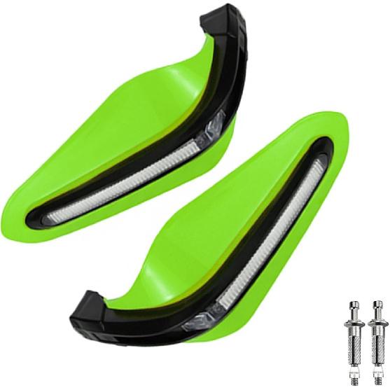 Motorcycle Handguards With LED Lights Motorbike Accessories Modification Protective Gear Compatible With ATV Bike Off(Green)