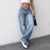 Women High Waist Wide Leg Jeans Loose Baggy Denim Pants Vintage Washed Casual Long Trousers