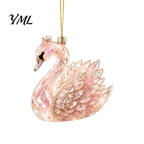 Acrylic Christmas Ornament Faux Crystal Animal Ornament, Flat Print Hanging Decor Tree Decoration for Tree, Butterfly/Peacock/Bird/Swan Holiday