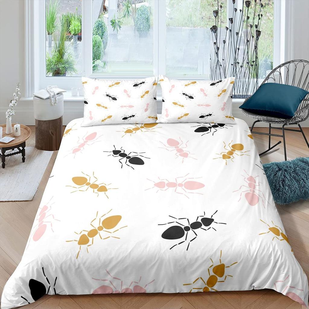 Ants Duvet Cover Set for Kids Boys Girls Teens Queen King Lightweight Bedspread Cover Bedroom Decor Insects Bedding Set No Quilt