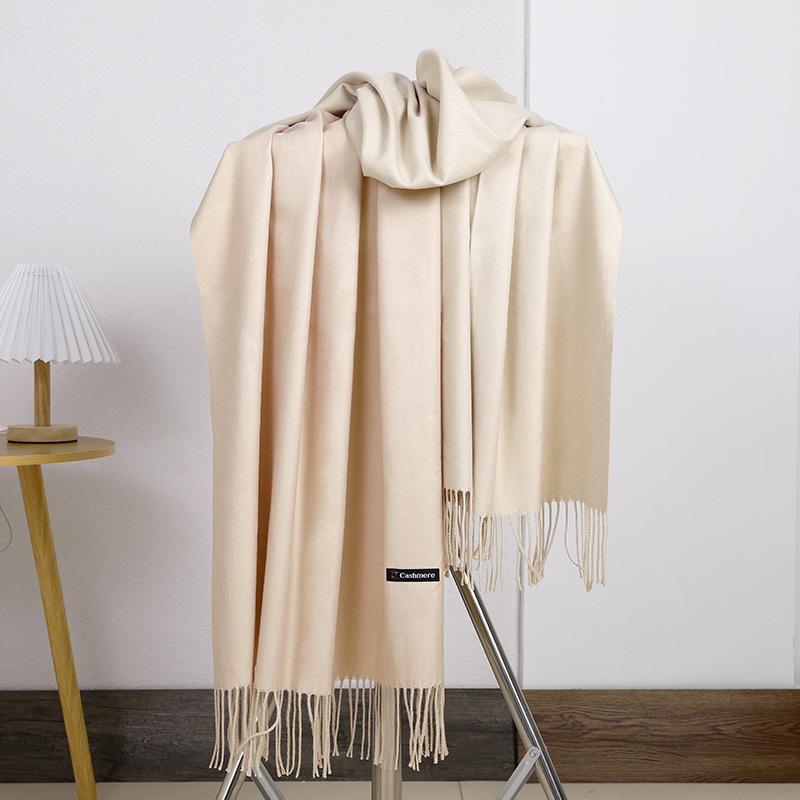 Double-sided Two-color Scarf for Women Autumn and Winter High End New Wool Scarf Shawl Imitation Cashmere Scarf