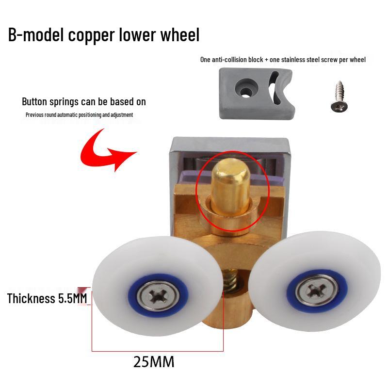 Old-Style Copper Sliding Door Pulley for Glass Shower Doors
