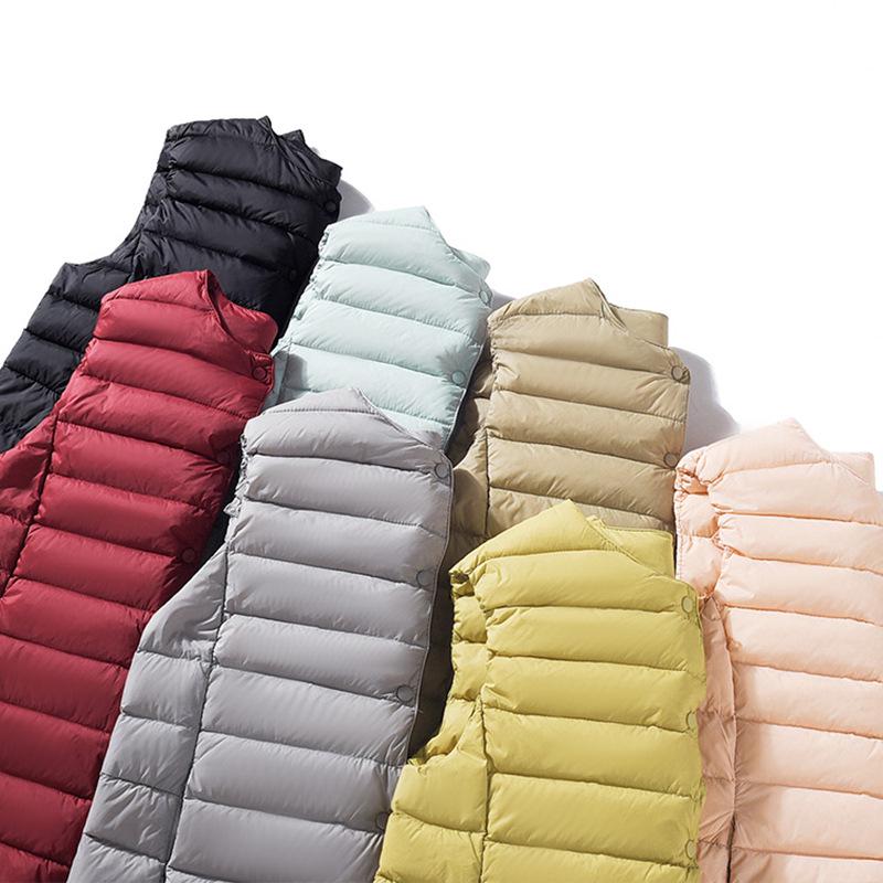 2024 Damen Leichte Stehkragen Daunenweste - Übergröße, Ärmellos, Warme Oberbekleidung