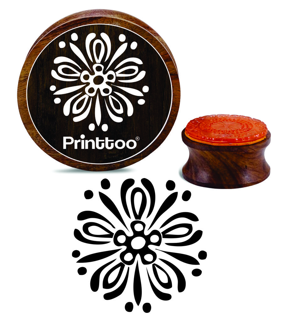 Printtoo Mandala Blumenmuster Scrapbooking Craft Textile Rundstempel Holzstempel-2