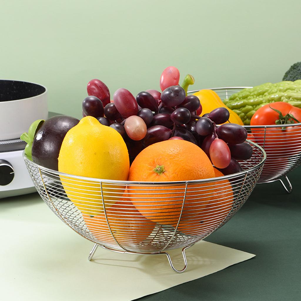 Multipurpose Stainless Steel Wire Baskets For Fruits And Vegetables Elegant Metal Storage Bowl For Kitchen Organization