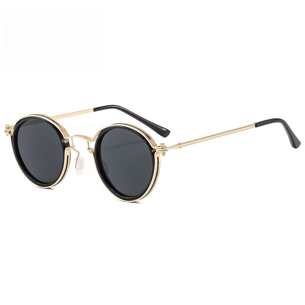 Óculos de Sol Redondos Retrô Marca Designer Vintage Armação Pequena Clássico Gótico Steampunk Óculos de Sol Unissex UV400 Óculos de Proteção para Dirigir