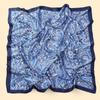 90Cm Blue Cashew Print Headscarf For Women Spring And Summer New Style Emulated Silk Cashew Scarf Satin Color Shawl Scarf