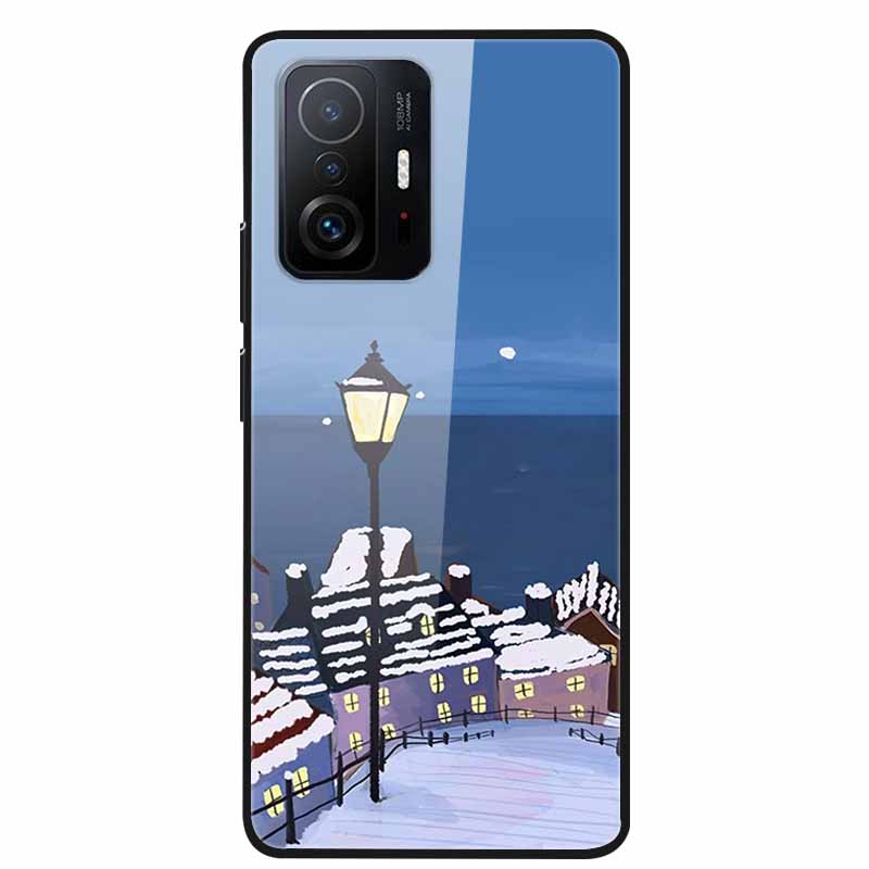 Case For Xiaomi 11T Pro Glass Hard Tempered Glass PC Phone Cover For Xiaomi Mi 11T 11 T Pro Shockproof Landscape Cute Capa Coque