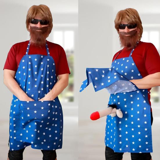 Delantal Divertido de Broma Sorpresa para Hombres Correas Ajustables Impermeable Delantal para Barbacoa Cocina para Papá Abuelo Día del Padre Cumpleaños Navidad Regalo