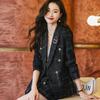 S-3XL Women's Fashion Plaid Suit Jacket Women's Vintage Jacket