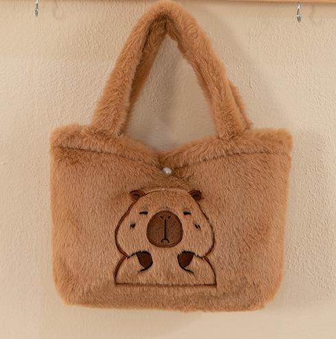 Capybara Plush Backpack Cute Light Brown Soft Filled Animal with Eye Multi-Functional Storage, Ideal for Sofa Cushion Home Decor