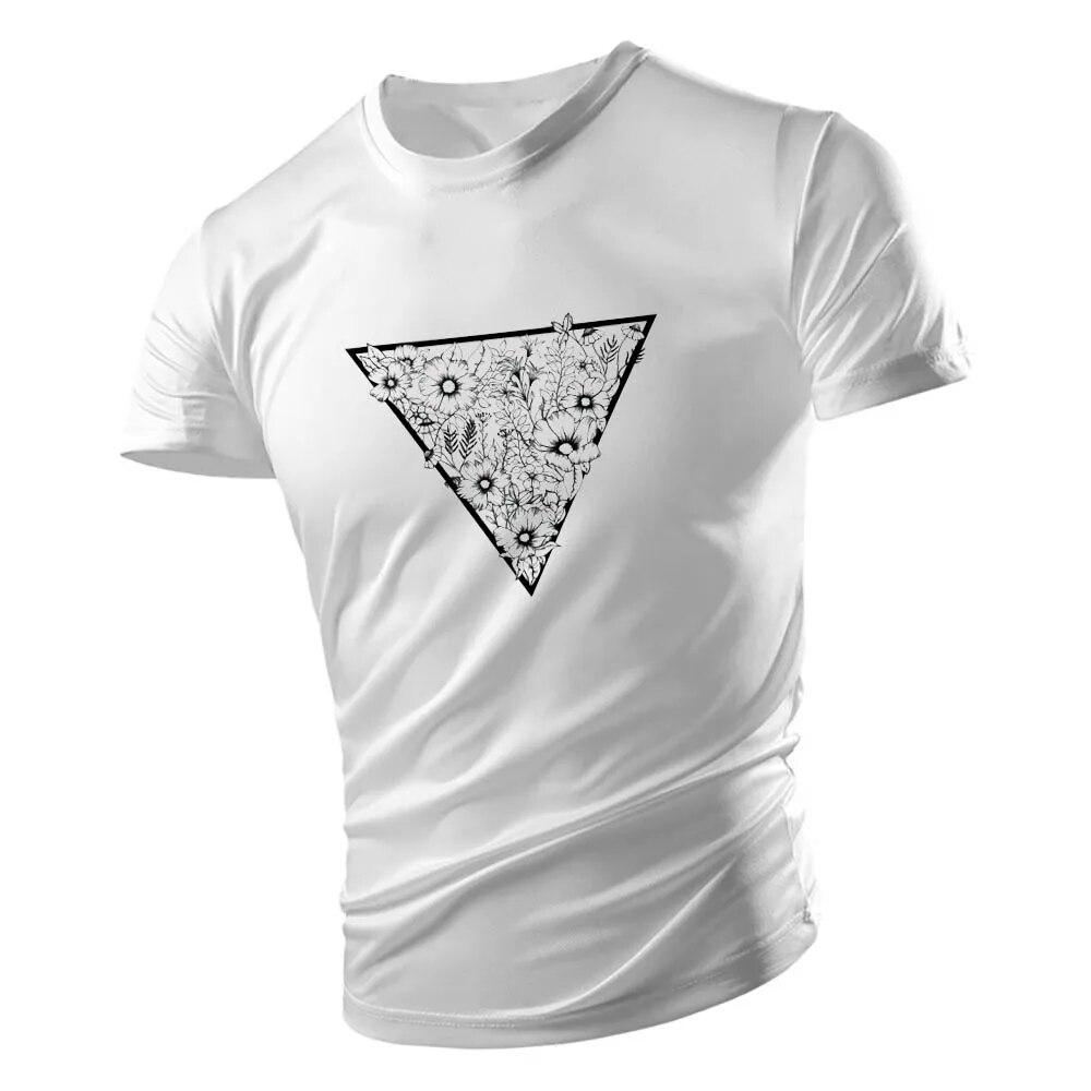 Tricou cu gât rotund pentru bărbați pentru adulți Four Seasons Top Casual Sport Triunghi creativ cu mânecă scurtă, cu uscare rapidă, multicolor