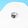 Unisex Adjustable Black Enamel Punk Ring