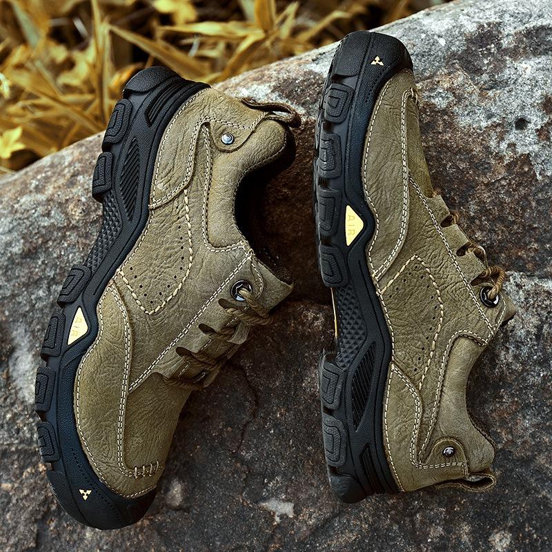 Cowhide Men's Autumn Leather Breathable Men's Outdoor Casual Leather Shoes Non-slip Waterproof Hiking Shoes Men's Shoes