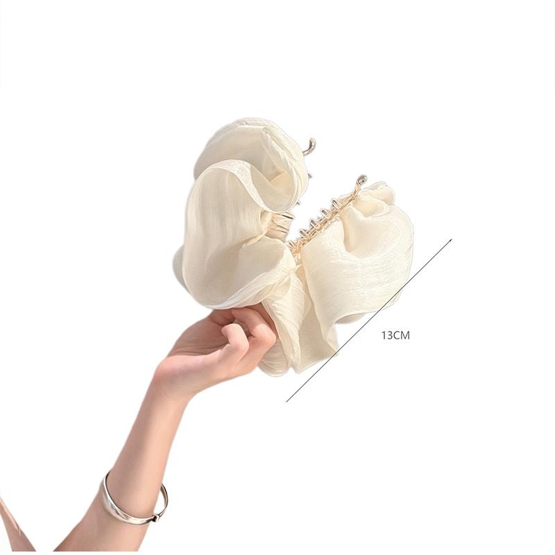 Elegant Hair Barrettes Soft Pleated Chiffon Flower Banana Hair Clips Anti Slip Holder Women Daily Wedding Party Hair Accessories
