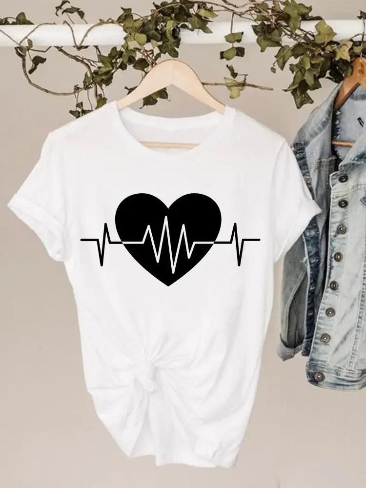 Plus Size Graphic Tee Clothes 90s Sweet Love Heart Valentine Ladies Print T Clothing Summer FeUnisex Womens Short Sleeve Tshirts