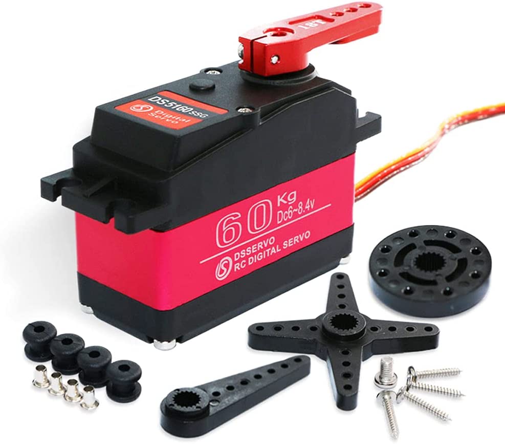 DS5160 Digital Servo Motor 7.4V 60KG with 18T Horn – 180° Rotation – For Robotics and RC Cars – Aluminum