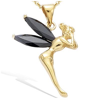 [A8107] - Gold Plated Pendant 'Tinker Bell' Golden Black - 20x27 Mm