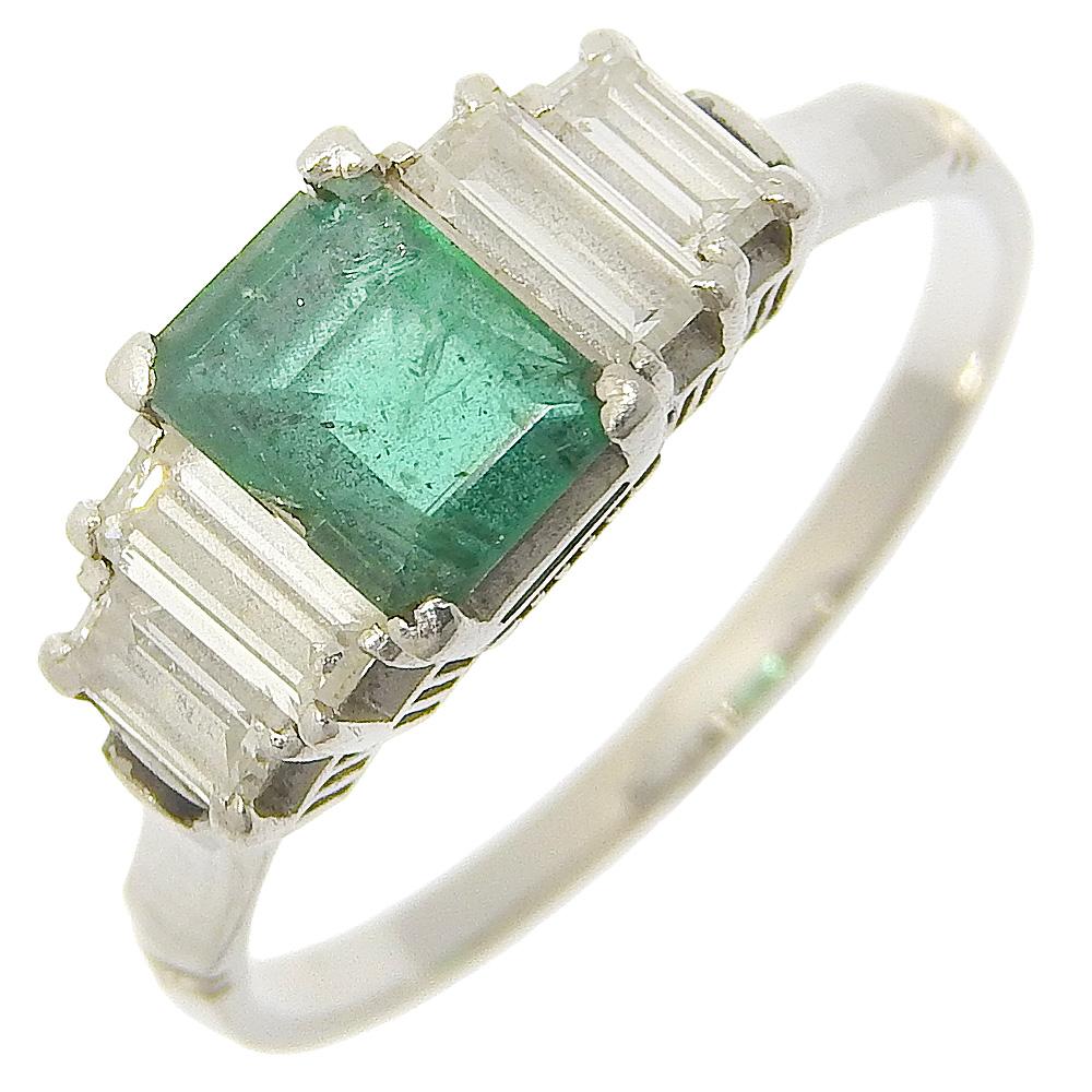 

Ring PtPlatinum/Emerald/diamond #6.2(US Size) 2.8g Women Used