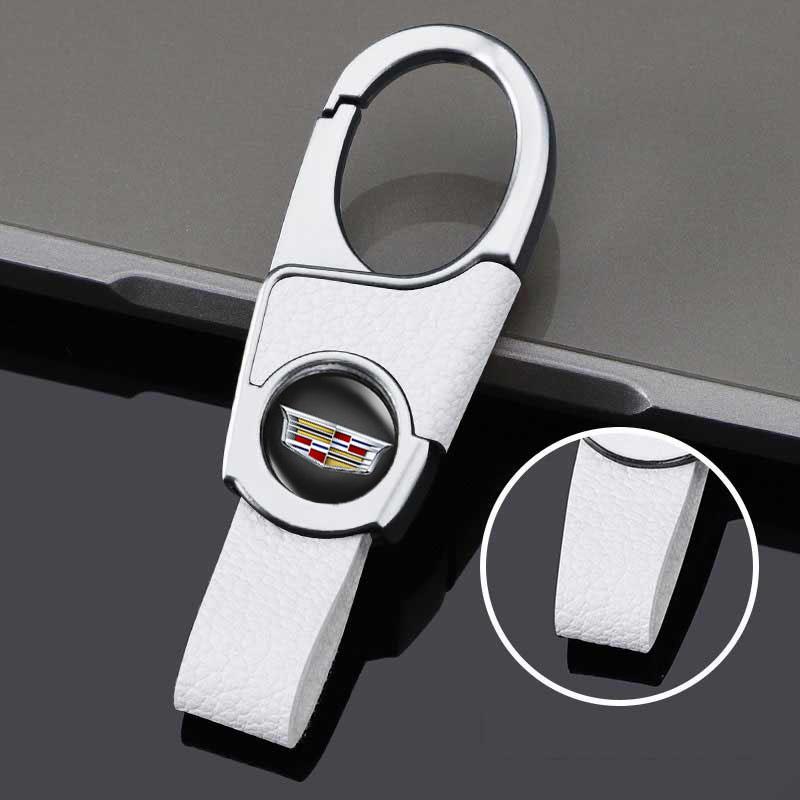 For Cadillac ATS BLS CT4 CT6 CTS ESCALADE EXT SLR SLS SRX STS XLR XT4 XT5 XTS Leather Car Logo Keyrings Holder Key Chain Pendant Ybsdr66