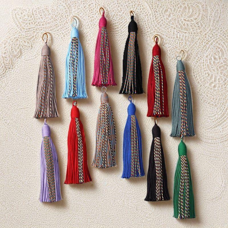 Tibetan Style Handmade Cotton Thread Tassel Ethnic Craft Clothing Accessories Pendant DIY Traditional Handmade Hanging Ornament