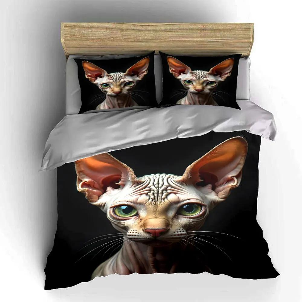 "Cat-Themed Home Decor Set" Soft Comfortable Duvet Cover Bedding Set Included 1*Duvet Cover & 2*Pillowcases Gift