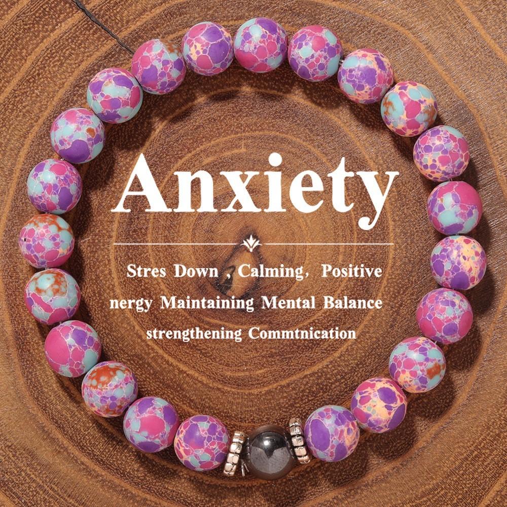 Festive Gifts Purple Aqua Sea Sediment Jasper Beaded Bracelet With Hematite Accent Vibrant Fashion Jewelry Daily Wear Simple Versatile Accessory