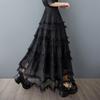 Black Plus Size Mesh Lace High Waist Vintage Summer Casual Loose Long for Woman Skirts Womens Skirt