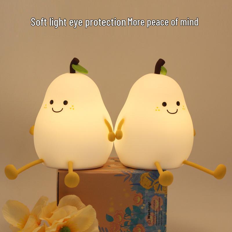 Pear-Shaped Silicone Night Light - Kids' Bedside Lamp & Gift Ornament