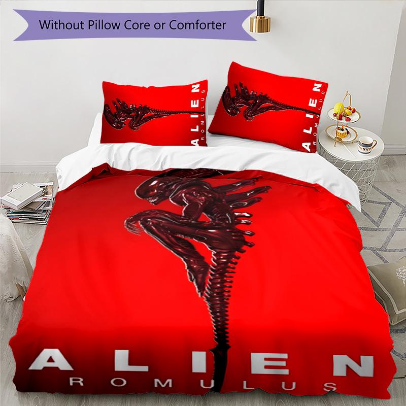 Alien 3pcs Bedding Set Duvet Cover Closure Includes 1 Duvet Cover & 2 Pillowcases for All Seasons Bedroom Home Dorm Decor