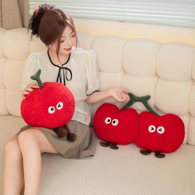 Cherry Plush Toy Pillow Doll And Keychain With Pp Cotton Filling Soft Cushion For Girls Gift