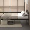 Metal Bed Frame with Headboard, 300 kg Load Capacity, 145L x 211W x 106H cm, Black