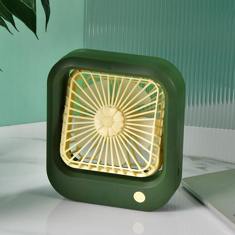 

Square Cute Mini Portable USB Charging Desktop Fan Summer Cooling Fan Cooler 2 Wind Speed Adjustable зелений