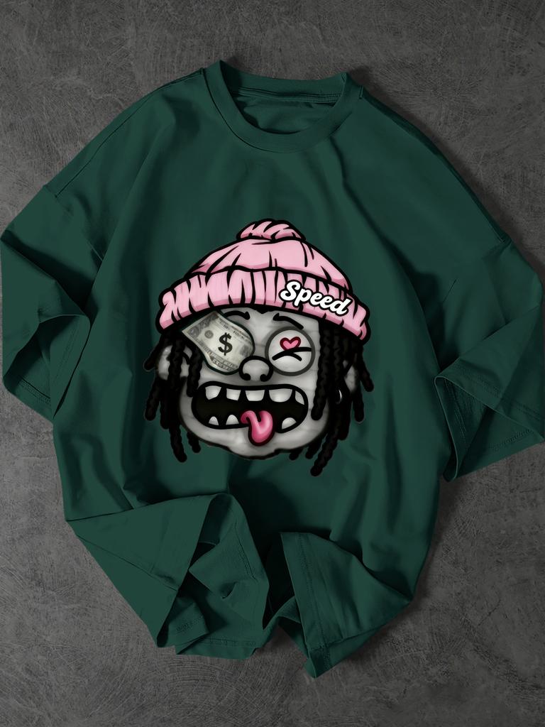 Unisexs Tshirt Cartoon Money Hungry Character Pattern Print Hip Hop Streetwear Daily Casual Sxxl