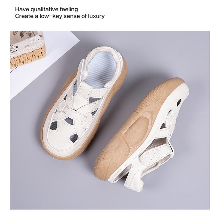 2025 Women's Thick-Soled Velcro Sandals – Breathable, Soft, Casual White Shoes