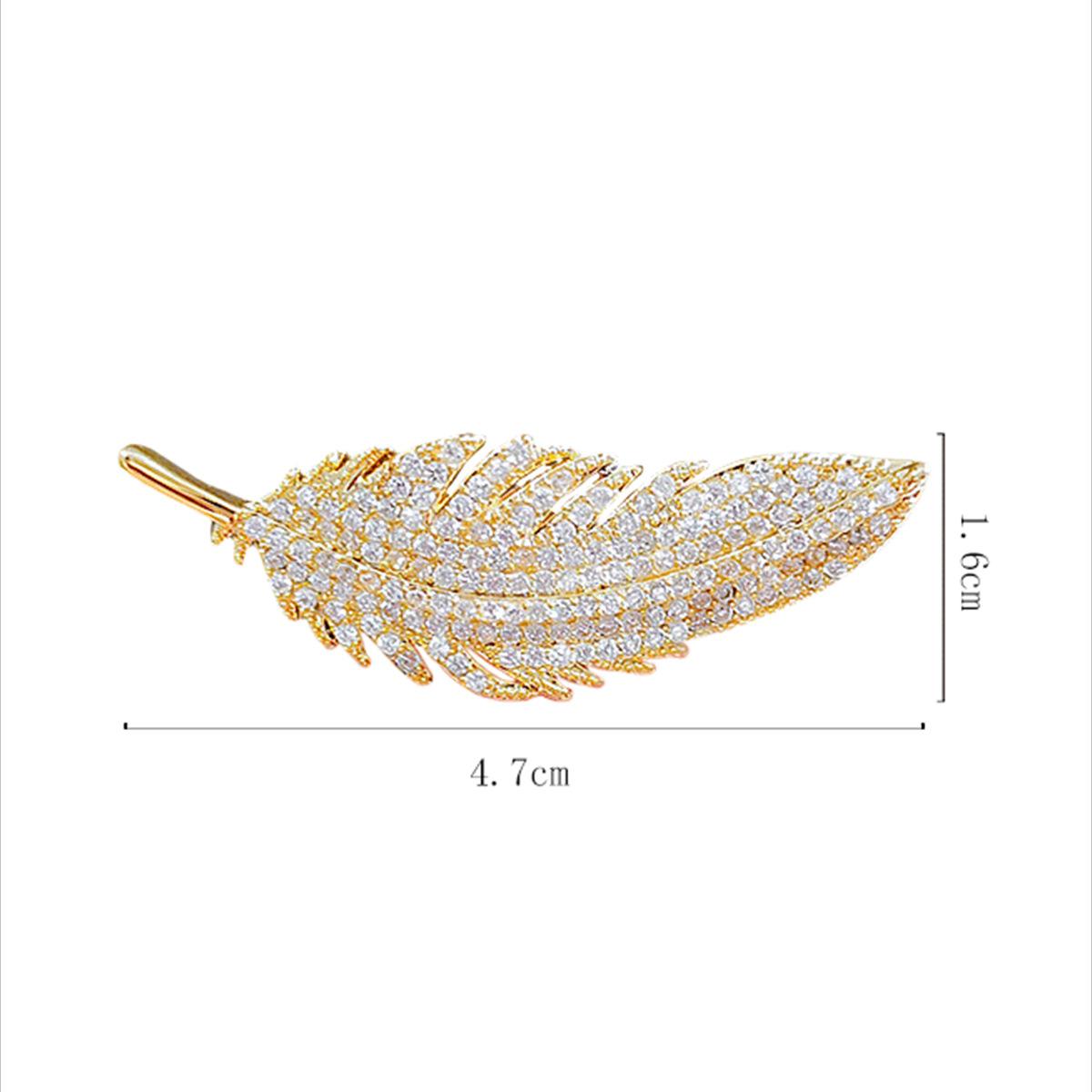 

Высококачественный темперамент, полный бриллиантов, брошь в виде пера, дизайн, чувство ниши, корсаж, свет, роскошная булавка, воротничок, булавка, анти-световые аксессуары
