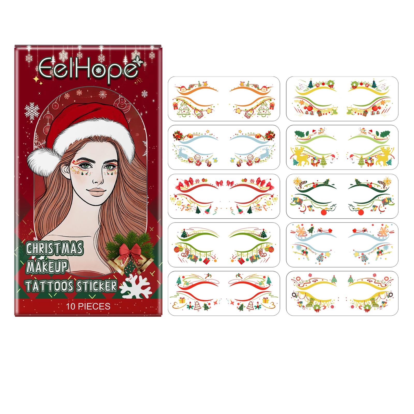 Eelhope Christmas Face Stickers - Christmas facial tattoo stickers to create a festive atmosphere and easy, fun dressing