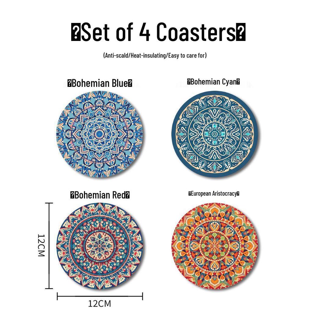 Bohemisch-Nordischer Runder Hitzebeständiger Anti-Rutsch-Tischuntersetzer mit Wasseraufnahme